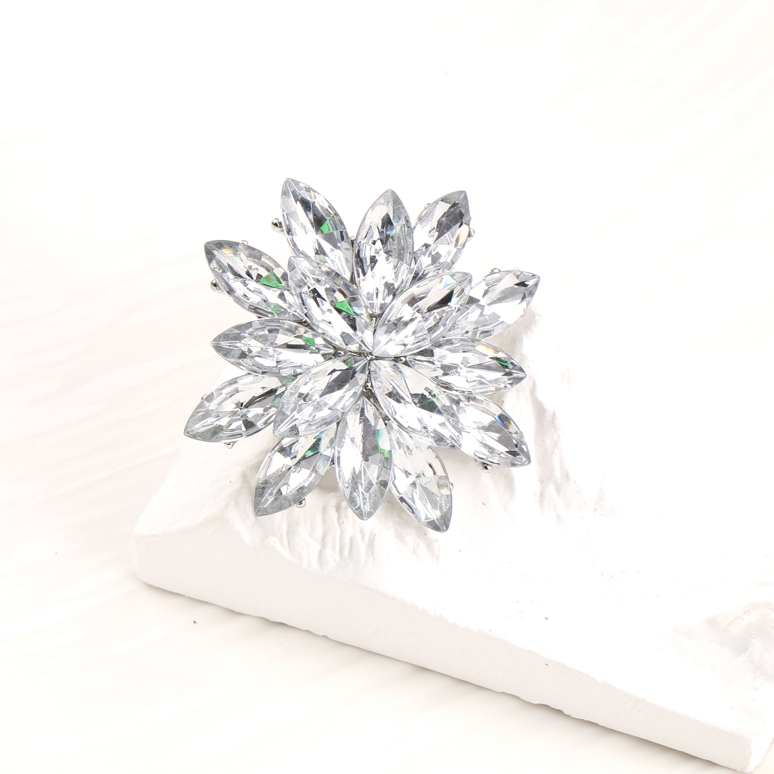 Elegant Snowflake Brooch Rhinestone Corsage Pin for Suits and Coats