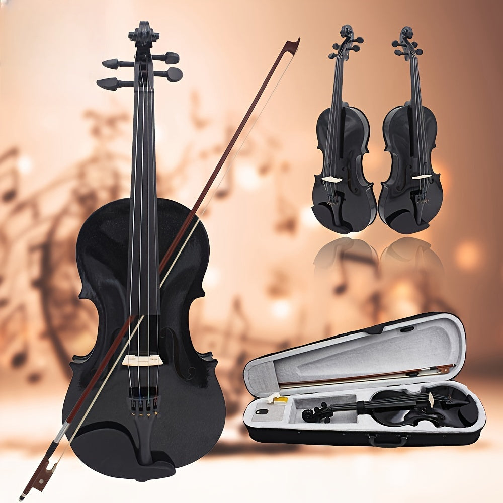 Solid Wood V-10 4/4 Violin Black for Scholars and Practice