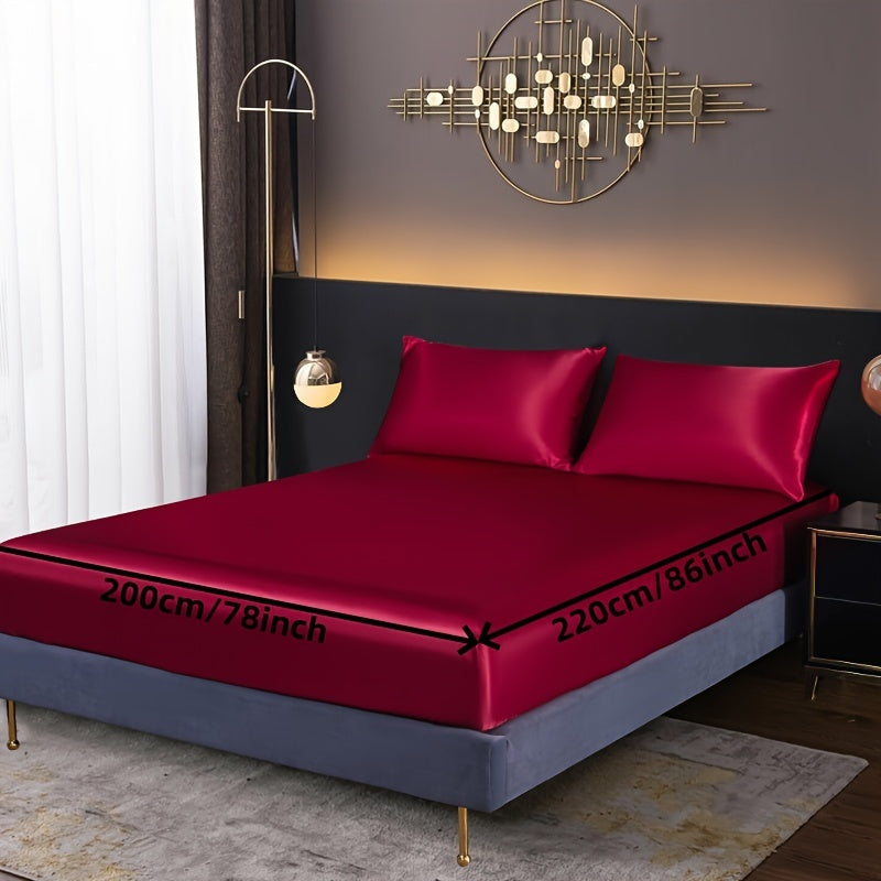 3-Piece Fitted Sheet Set with Pillowcases Polyester Bedding Soft Skin-Friendly