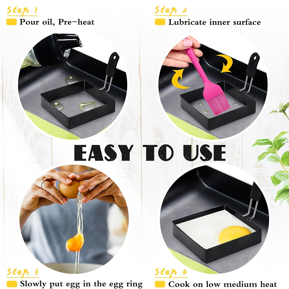 Two Pieces 10.16cm Non-Stick Stainless Steel Egg and Pancake Rings for Omelets Muffins