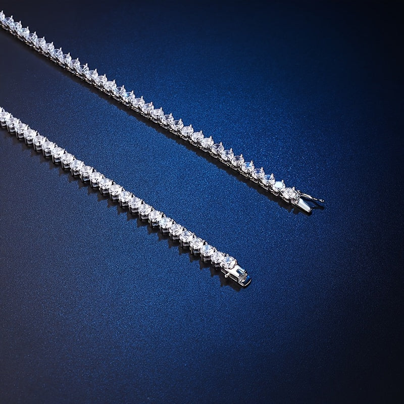 Sterling Silver Moissanite Tennis Necklace 5mm Claw Design for Women