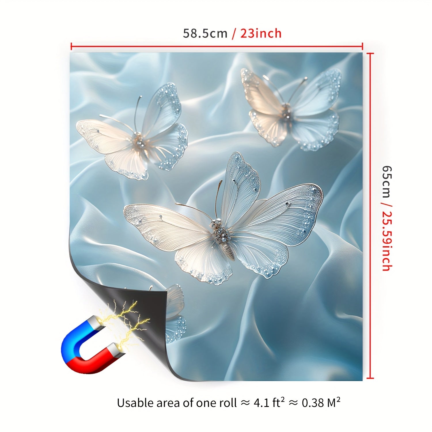 Butterfly Flower Magnetic Dishwasher Door Cover Sticker Waterproof Reusable PVC Kitchen Decor 58x65 cm