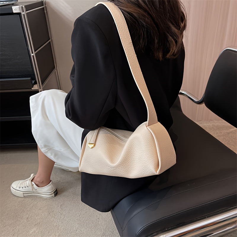 Women’s PU Leather Crossbody Bag with Zipper Closure in Black White Coffee