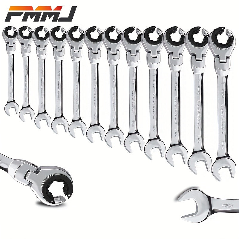 Ratchet kaliti to'plami Avtomobil tormoz, yonilg'i quvuri uchun ochiq-oydin, moslashuvchan bosh, 72 tish