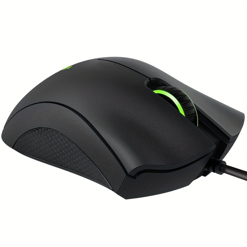 Wired Gaming Mouse Optical 6400 DPI Right-Hand Ergonomic Black Mouse with Side Keys
