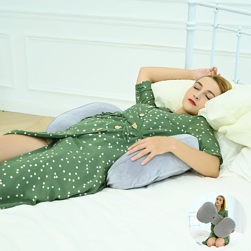 Almohada de embarazo en forma de C con funda de terciopelo removible, soporte ajustable para dormir de lado, cuerpo, barriga y espalda