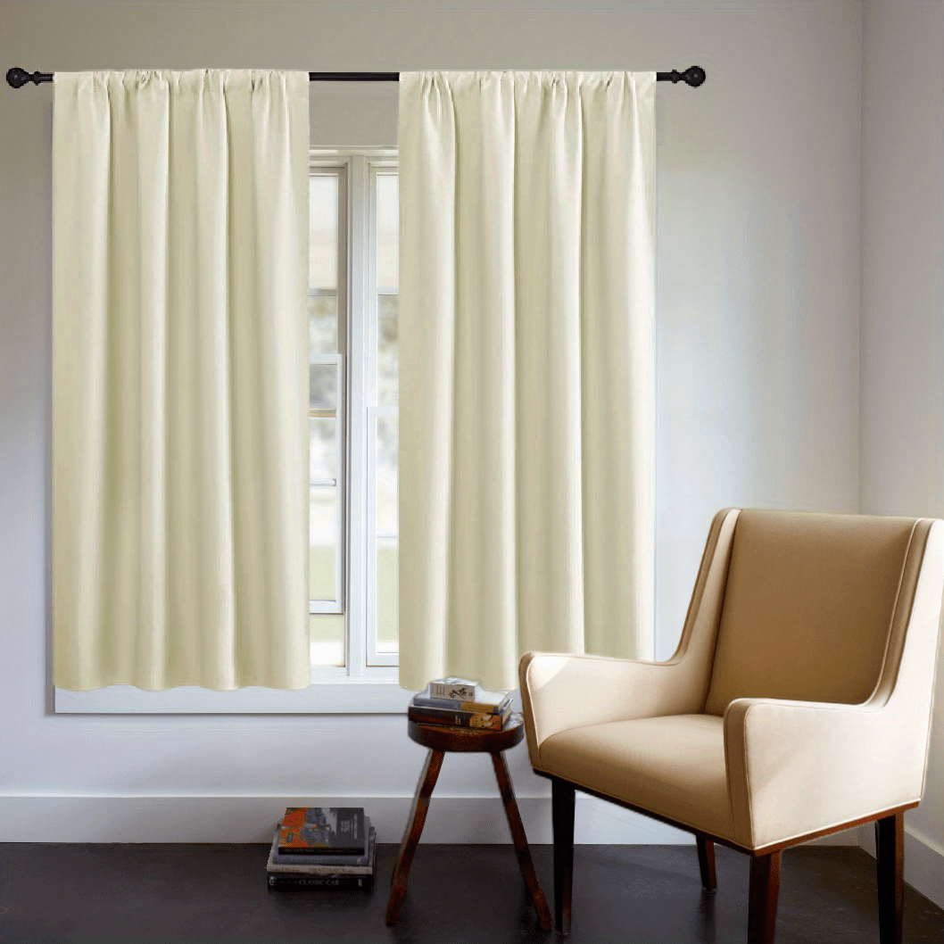 Blackout Curtain Panel Thick Rod Pocket Light Blocking Insulation Bedroom 200g