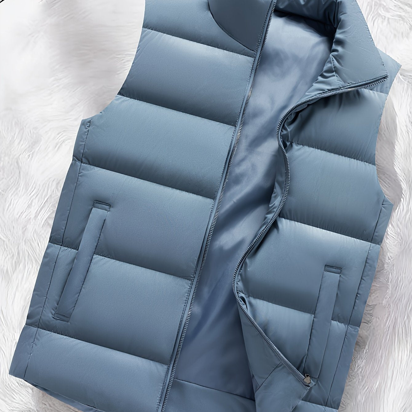 Men's Casual Stand Collar Vest Polyester Woven Sleeveless Fall Winter Outerwear