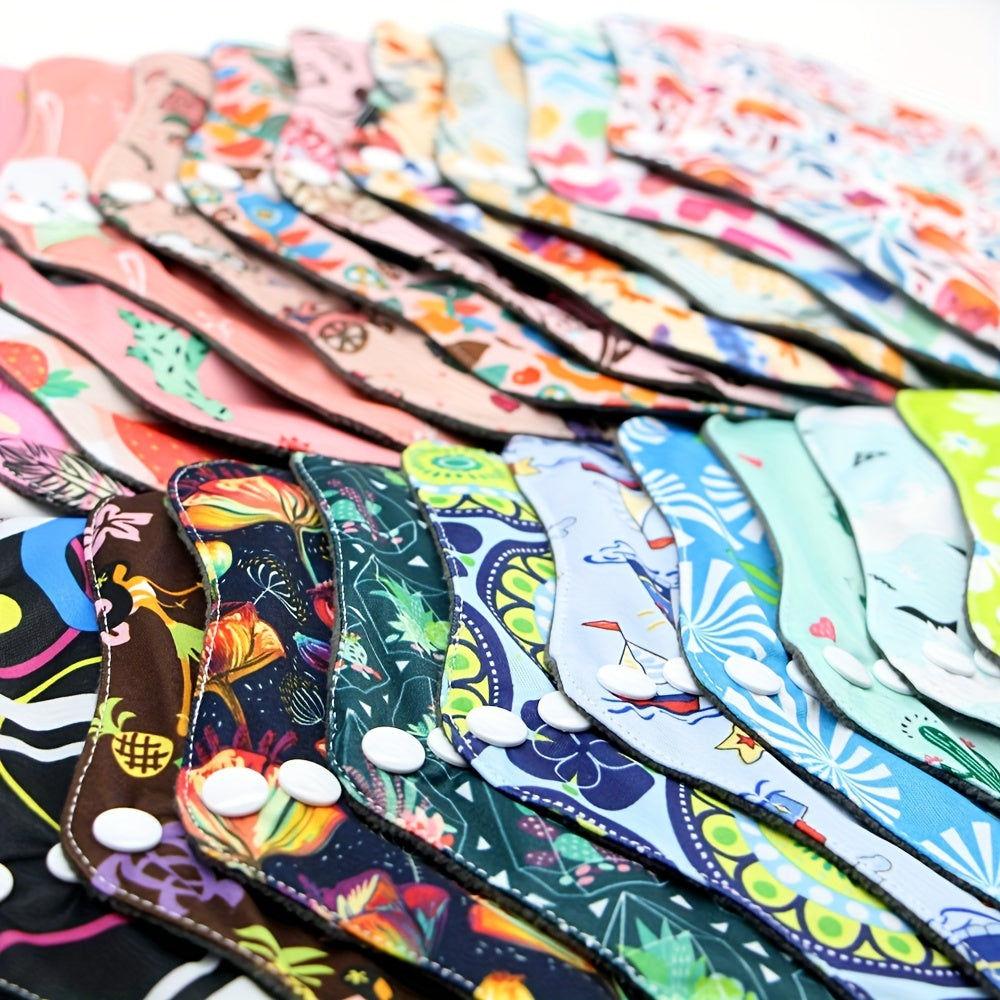 5 yoki 10 ta tasodifiy rangdagi qayta ishlatiladigan menstruatsiya padlari, og'ir oqim uchun qanotlari bilan bambuk matodan tayyorlangan, ayollarning davrida yuviladigan tunlik ichki kiyimlar.