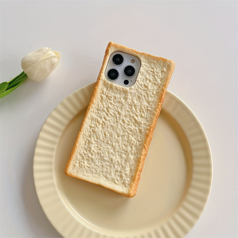 Fun Toast Bread Silicone Phone Case for iPhone 14 Pro Max Anti-Fall Protective Cover