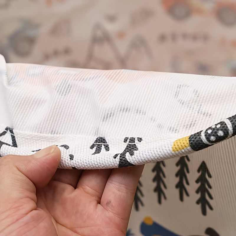 White Polyester Toy Storage Basket for Laundry and Organization