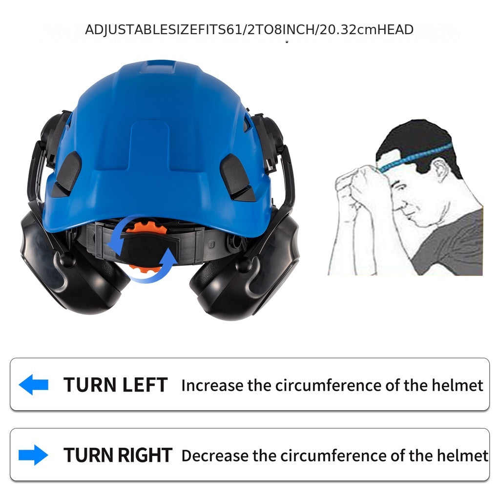 American Style Safety Helmet with Noise Reduction Earmuffs 30dB Protection