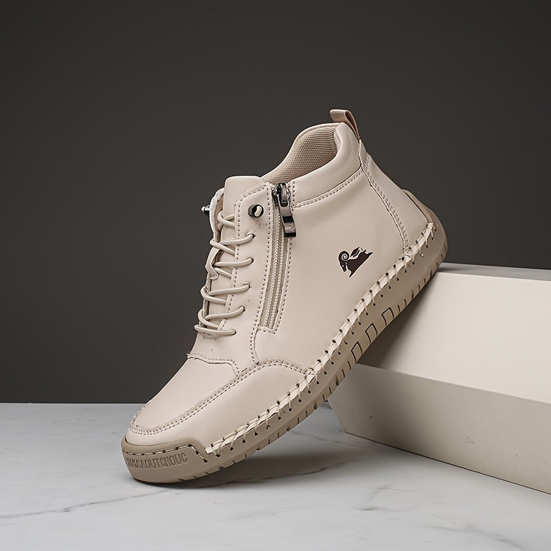 Women's Light Blue Casual Ankle Boots with Zipper and Non-Slip Sole