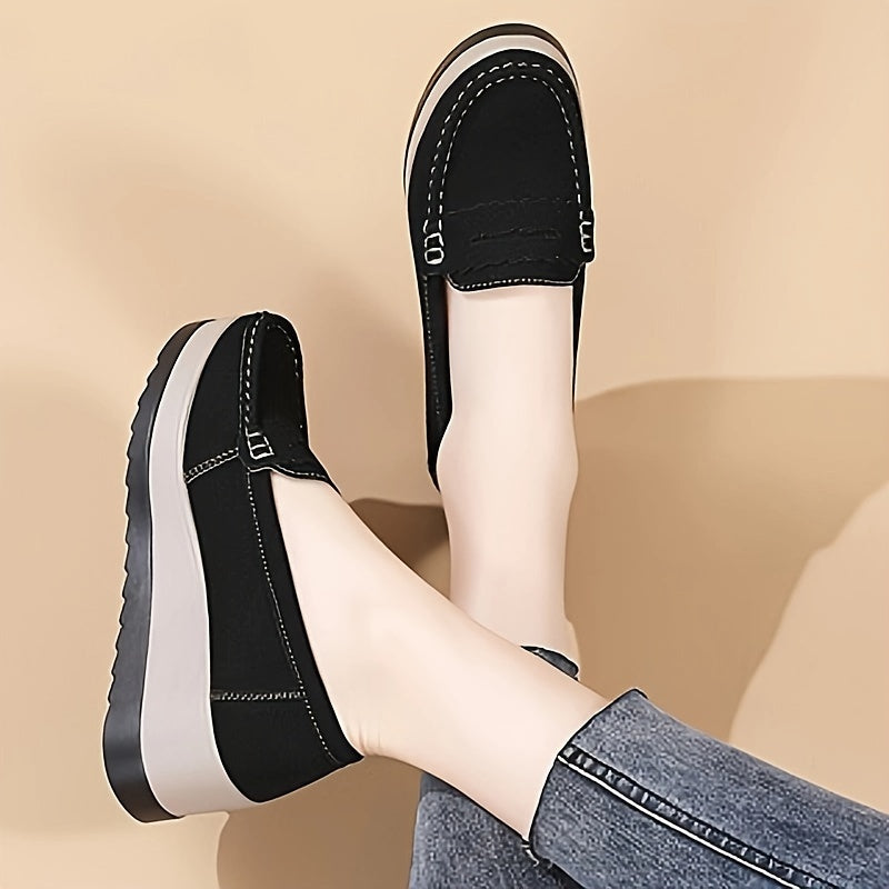 Women's Slip-On Shoes with Thick Soles, Solid Color, Summer Comfort
