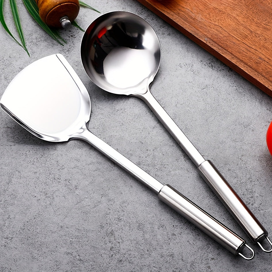 Set of 11 Stainless Steel Kitchen Utensils Heat Resistant with Spatula Tongs and Strainer