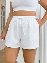 Шорты для женщин больших размеров с шнурком и карманами, белые, легкие, дышащие