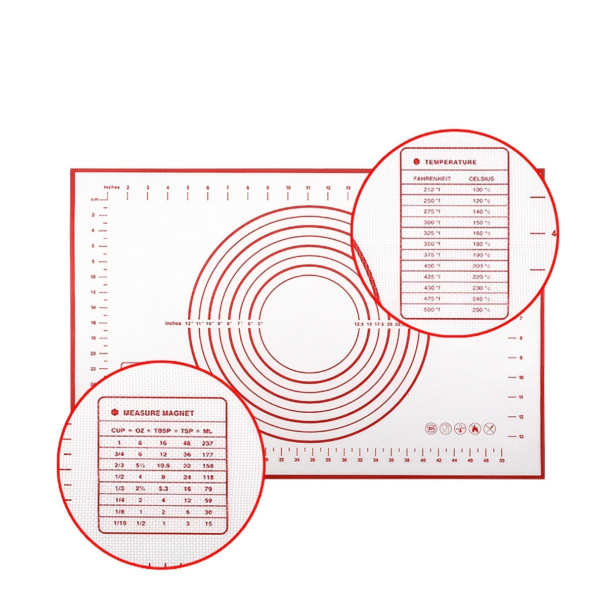 Silicone Kneading Board and Pastry Mat Set with Measurement Guide, Non-Stick Baking Mat, 40x60cm
