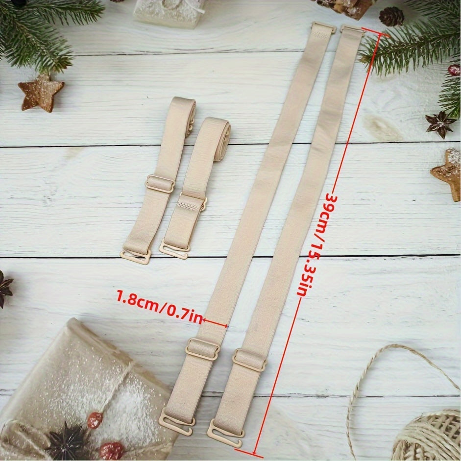 Set of 2 Adjustable Solid Color Bra Straps for Lingerie Detachable Replacement