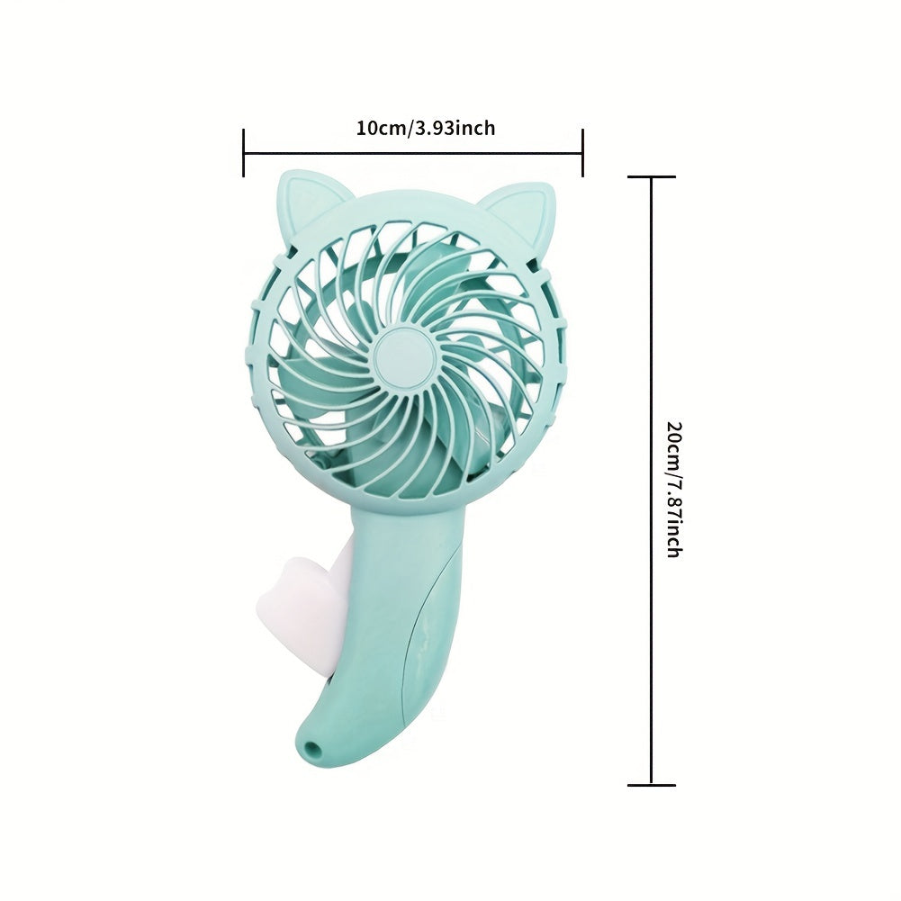 Mini Hand-Powered Fan Battery-Free Cute Cartoon Design for Home Summer Cooling