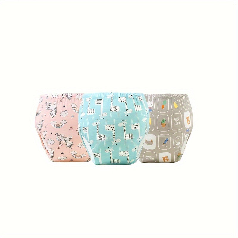 Juego de 2 pantalones de entrenamiento reutilizables, impermeables, transpirables y a prueba de fugas de algodón para bebé