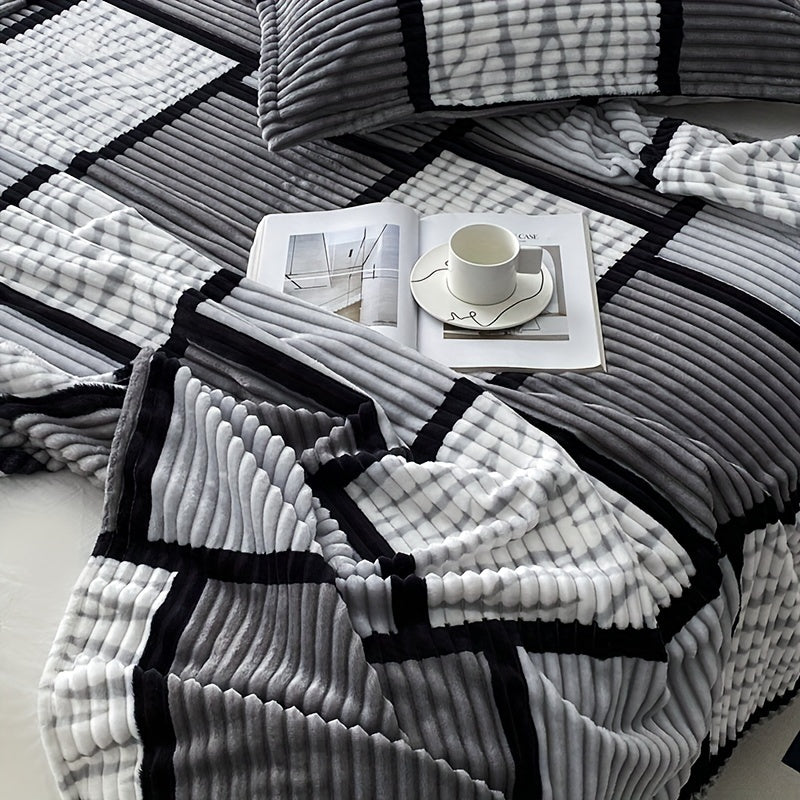 Manta de terciopelo impresa geométrica para cama, sofá, camping, aire acondicionado, todas las estaciones