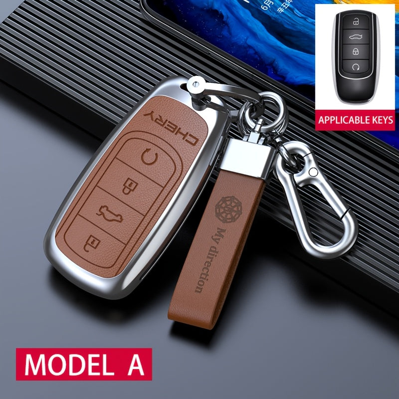 Stylish Car Key Case For SUV Remote Keychain Durable Leather Black