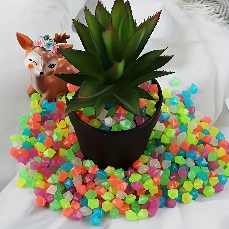 Glow-in-the-Dark Pebbles 100 Pack Octagon Sandstone for Aquariums and Planters