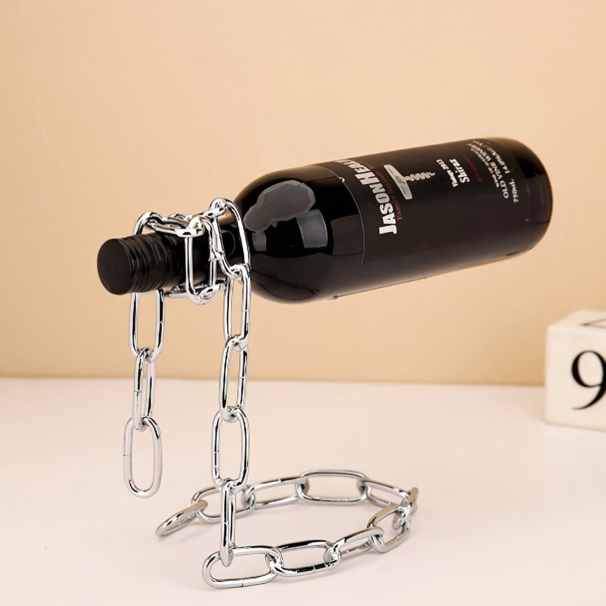 Iron Chain Wine Bottle Holder Decorative Hanging Rack Modern Home Decor