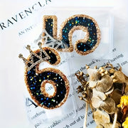 Large Birthday Cake Candles with Crown Metallic Powder Sparkling Number Candles for Kids and Weddings