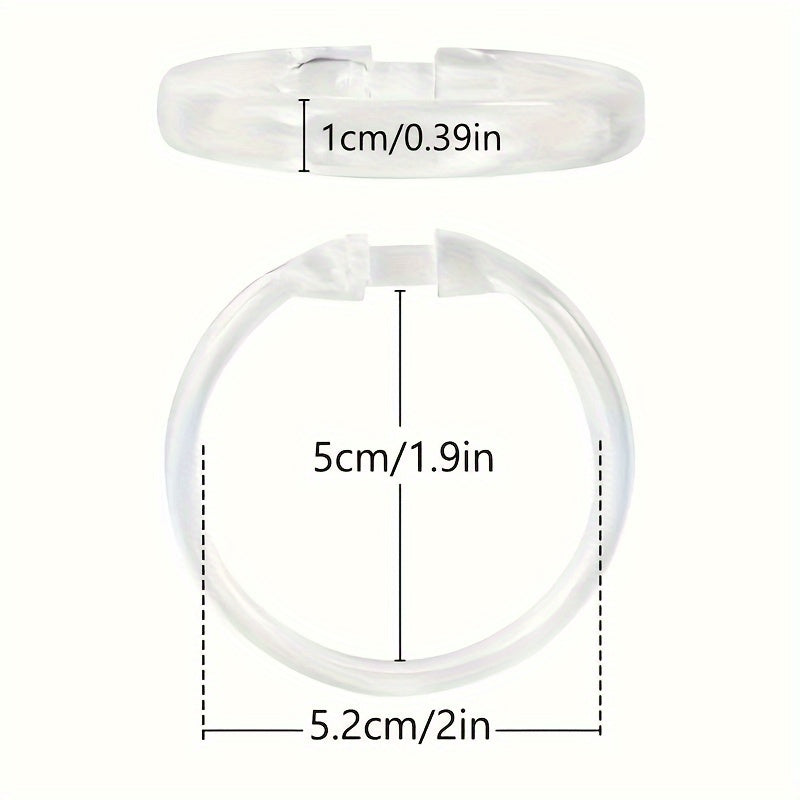 12 ta bardoshli plastik dush pardasi halqalari, oq va shaffof rangda oson o'rnatish dizayni uchun