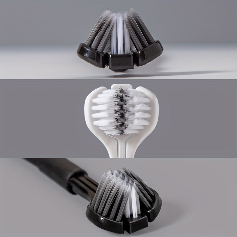 Unisex Adult Compact 3-Sided Toothbrush with Microfiber Bristles for Deep Cleaning