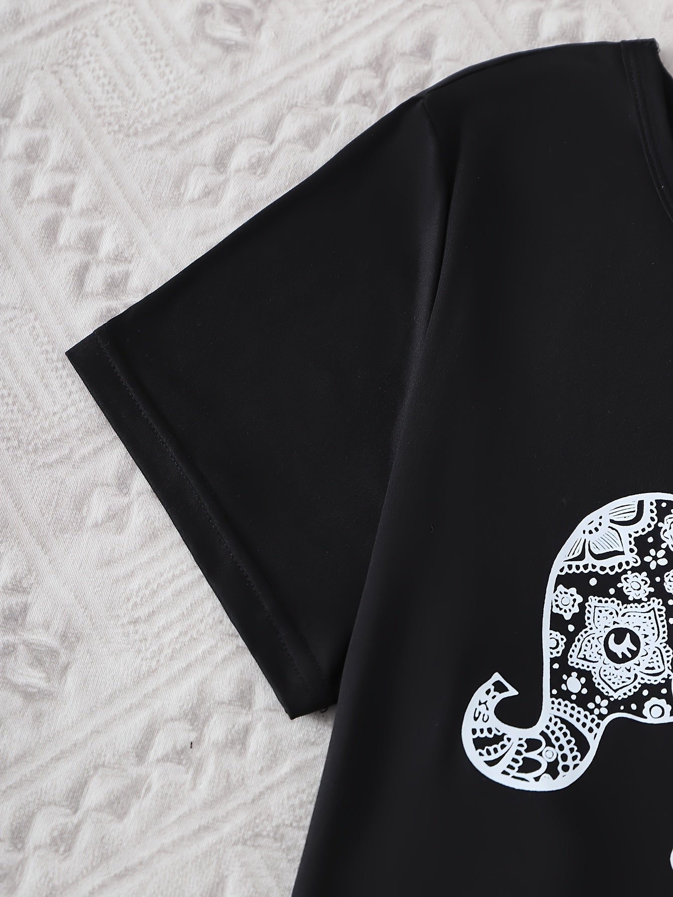 Plus Size Women's Pajama Set Polyester Knit Elephant Print Comfortable Loungewear