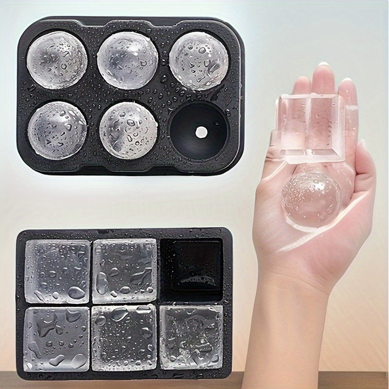 Set of 2 Silicone Ball Makers with Lids and Square Mold for Drinks and Food Storage