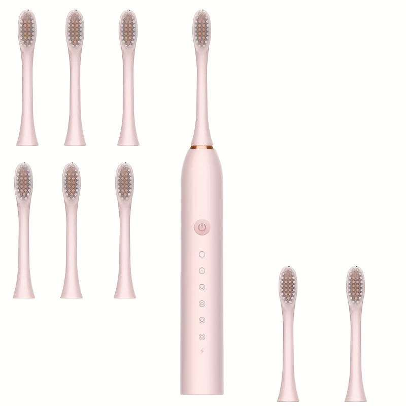 Kattalar uchun ultratovushli elektr tish cho'tkasi to'plami 8 ta bosh, qayta tiklanadigan USB, yumshoq cho'tkalar