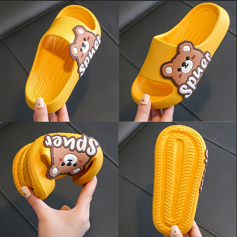 Kids Cartoon Bear Slippers Lightweight Non-Slip EVA Casual Home Shoes for Boys and Girls