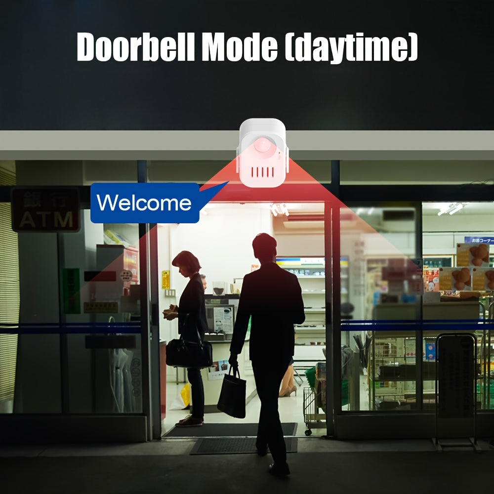 Wireless Infrared Sensor Doorbell with Voice Alert and DIY Recordable Welcome System