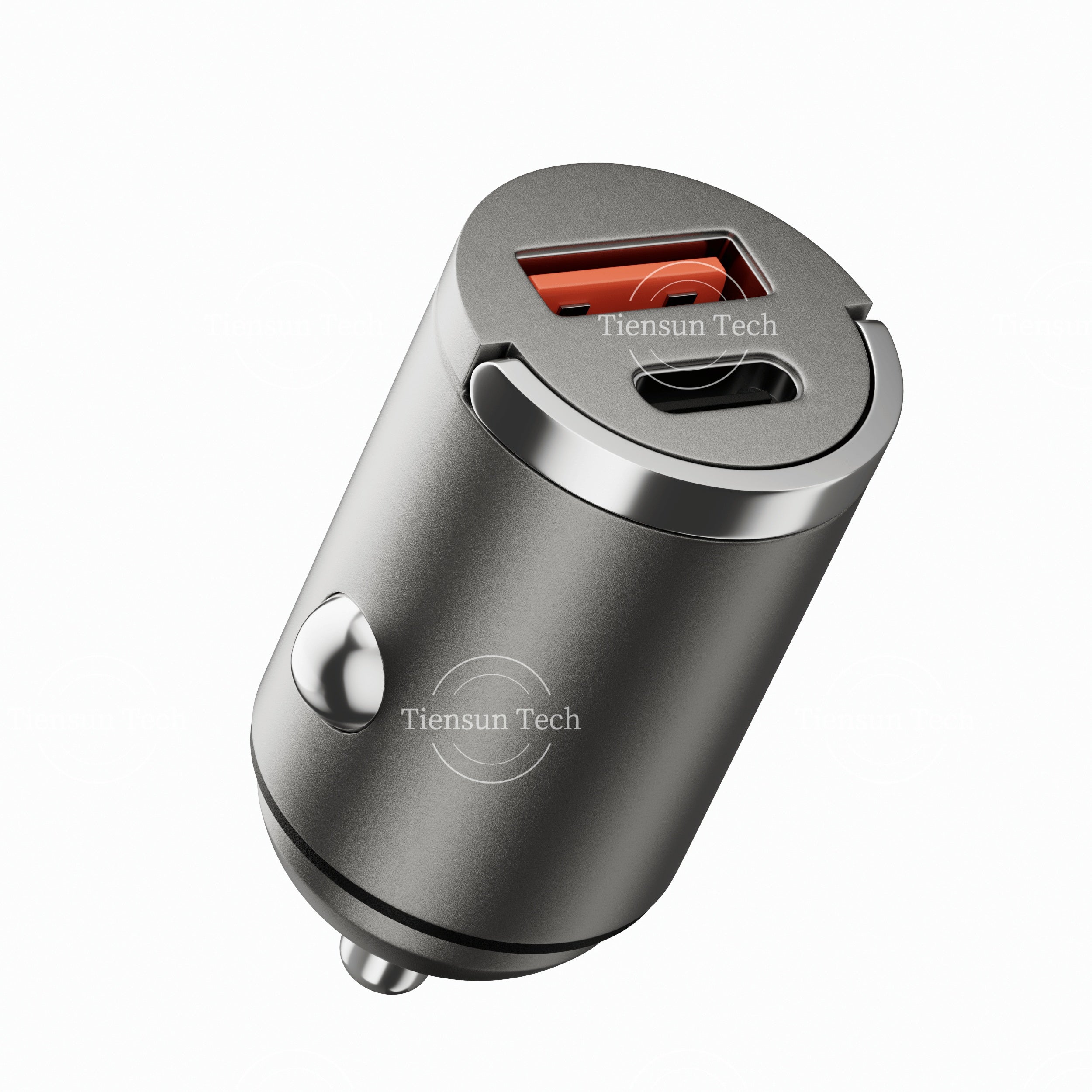 Fast Car Charger Zinc Alloy 100W Dual USB Type-C Mini Black