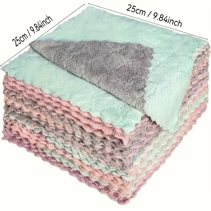 Set of 10 Microfiber Dish Cloths with Double-Sided Design for Kitchen and Home Cleaning