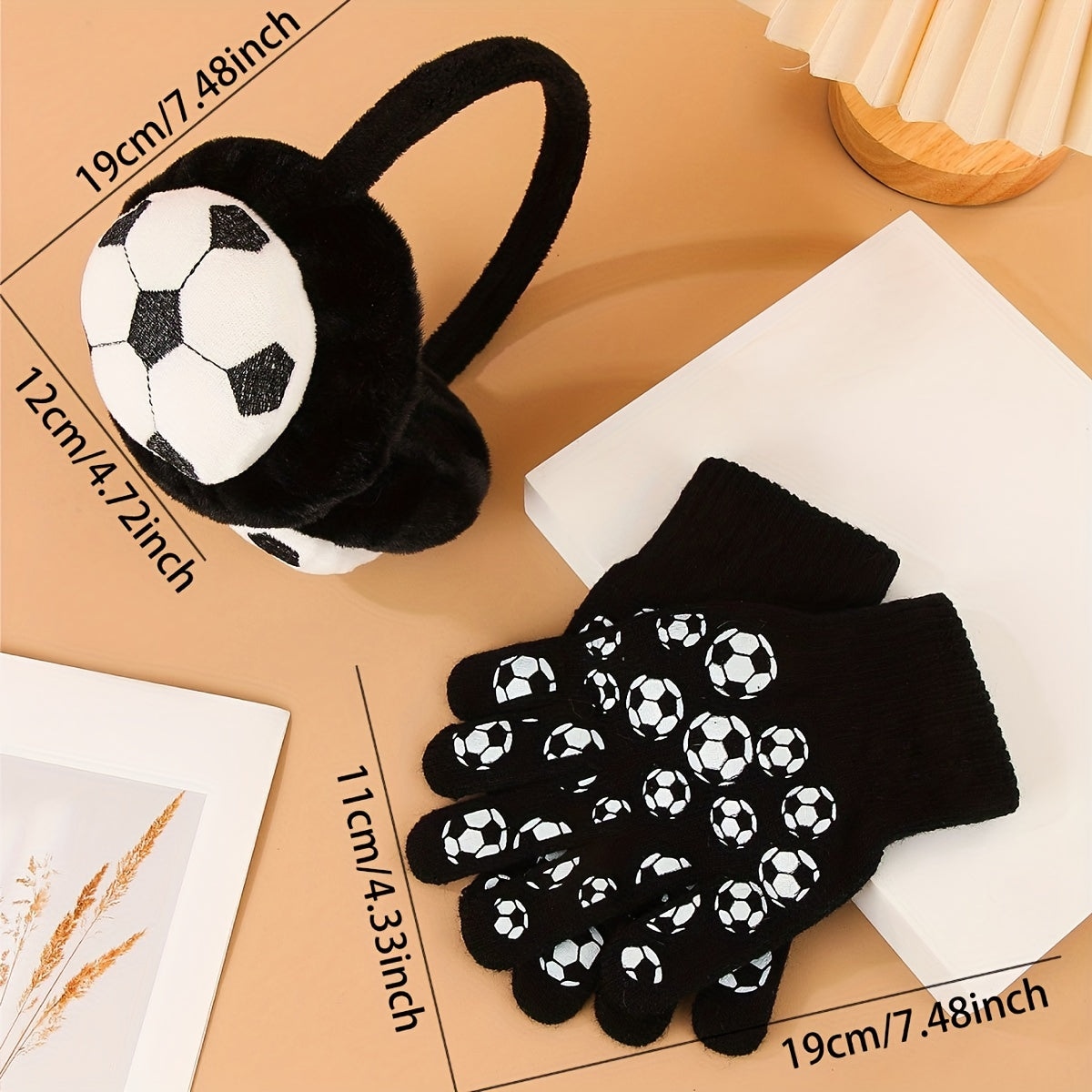 Winter Sports Acrylic Earmuffs and Gloves Set Unisex Cold Weather Accessories