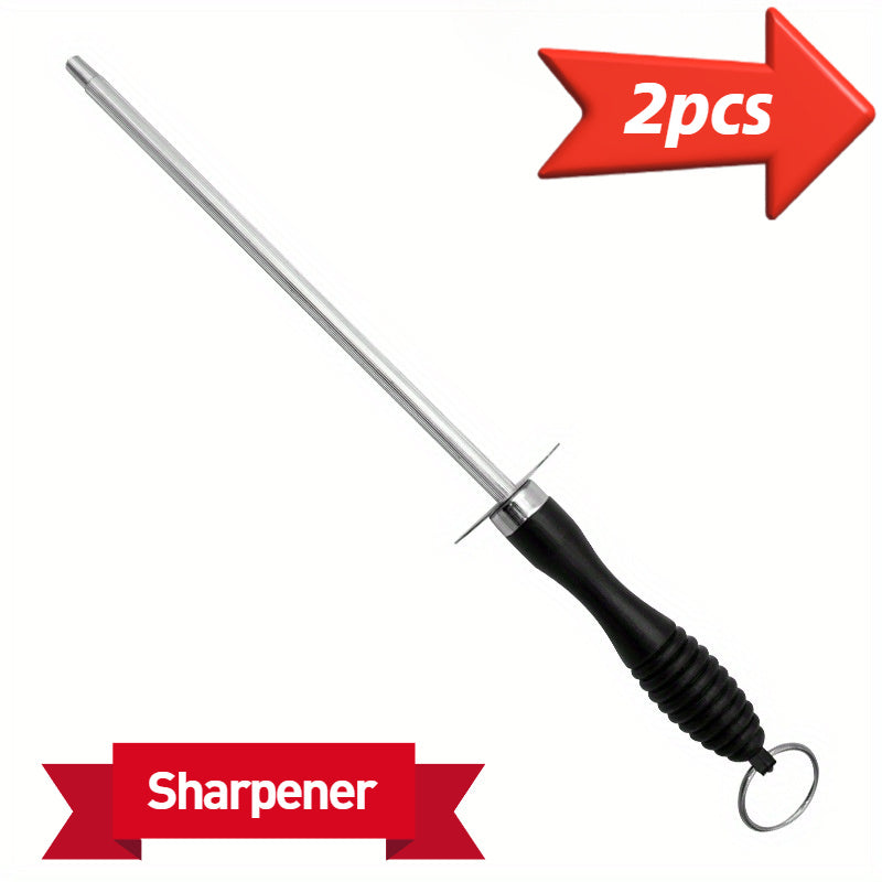 Kuchli oshxona, restoran va mehmonxonalarda professional pichoqni silliqlash uchun olmos qoplangan honing po'lat. Bardoshli dizayn, tezki qirralarni tiklash va yopishmaydigan tutqich bilan.