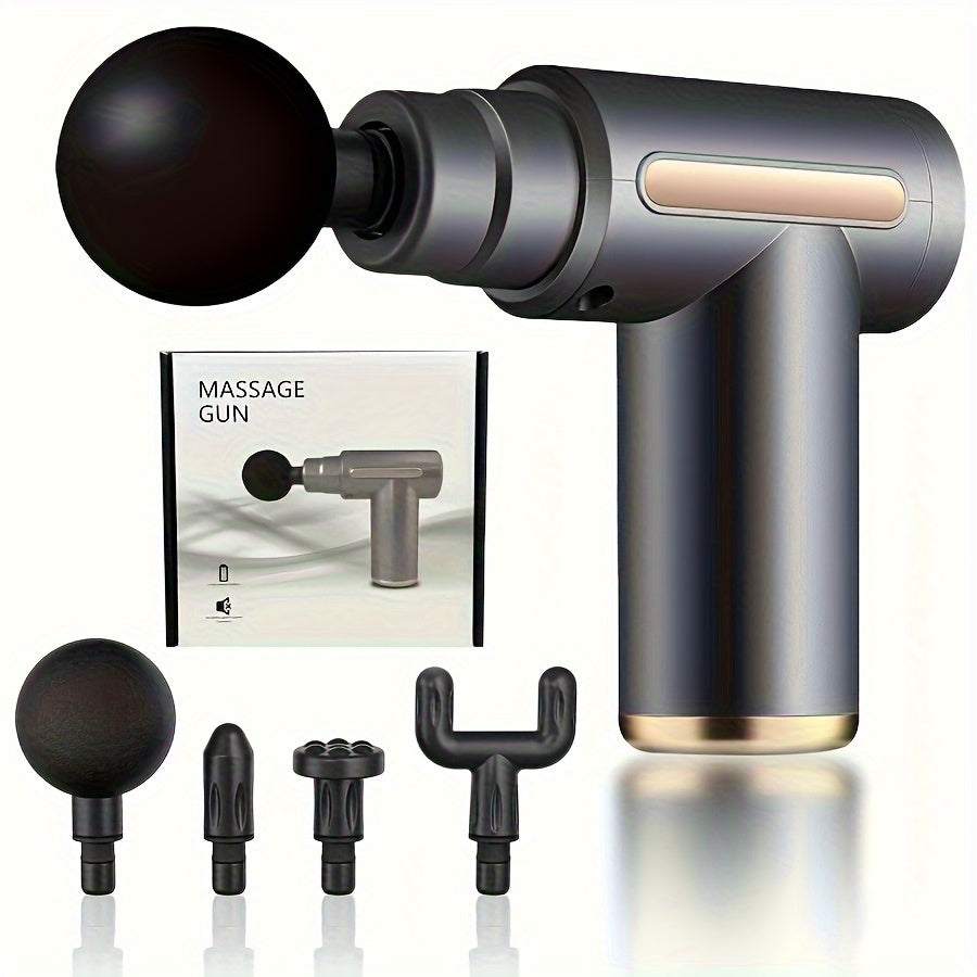 Electric Massage Gun with 4 Replaceable Heads Portable Handheld Muscle Massager Ultra-Silent Brushless Motor