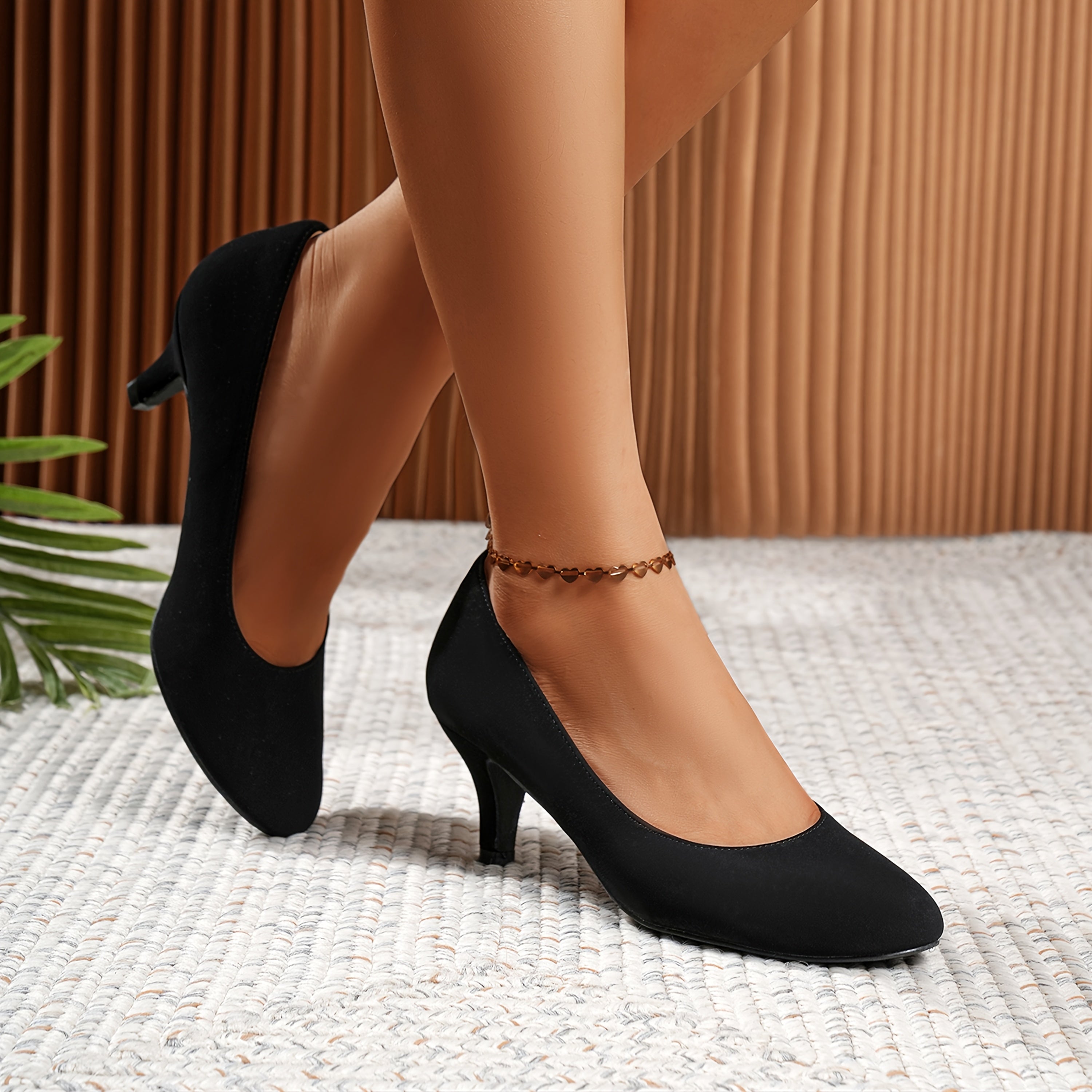 Women Solid Color Mary Jane Pumps Casual Round Toe Heels Rubber Sole