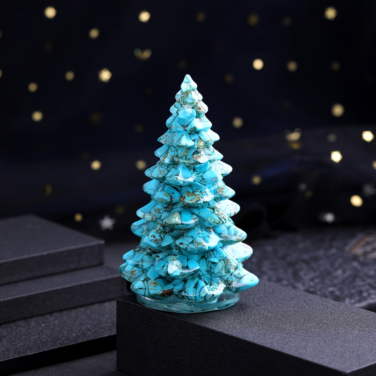 Natural Stone Crystal Resin Christmas Tree for Home Desktop Decoration