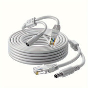 Cable Ethernet CCTV de cobre puro con conector RJ45 y alimentación DC, 10M 20M gris