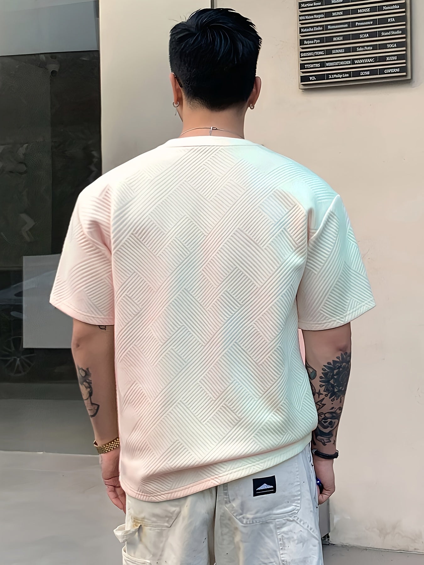 Мужская повседневная футболка с круглым вырезом из полиэстера с легкой эластичностью, однотонная трикотажная ткань для всех сезонов