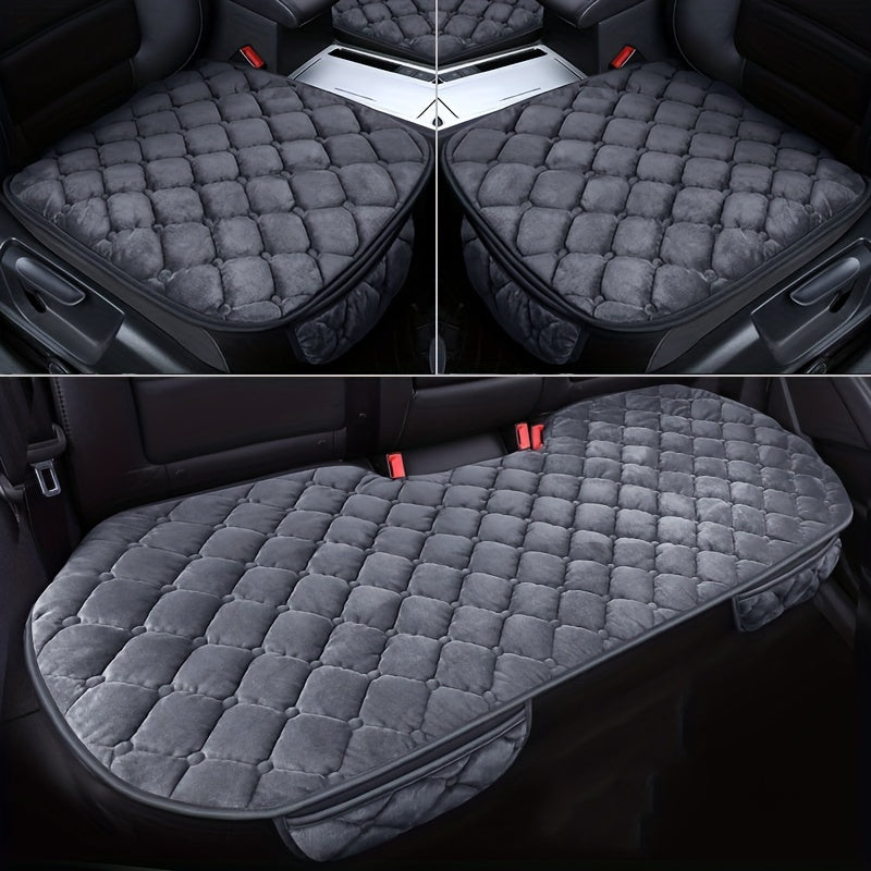 Plush Car Seat Cushions Set with Storage Bag Soft Warm Comfortable Universal Fit