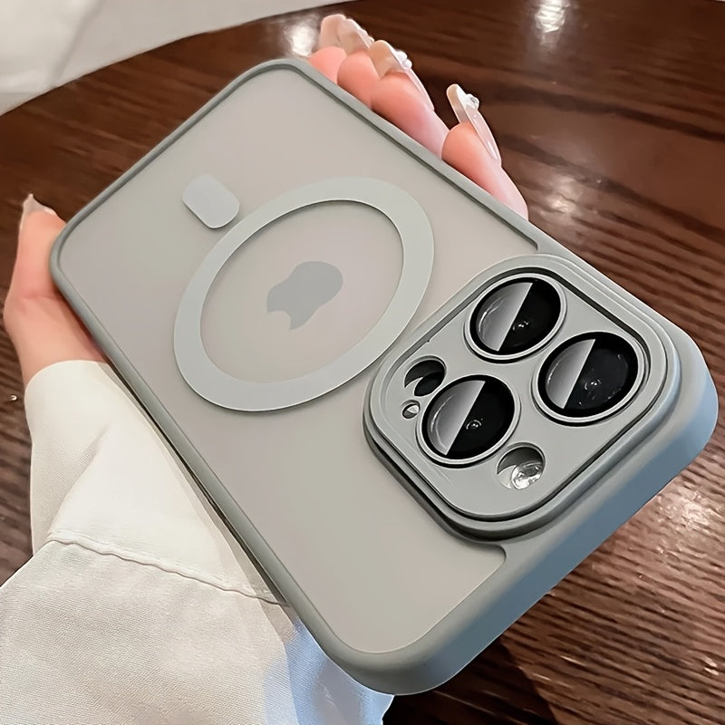 Magnetic Wireless Charging Phone Case for iPhone 11 Pro Max and Newer Matte Translucent Shockproof PC Armor Lens Protection