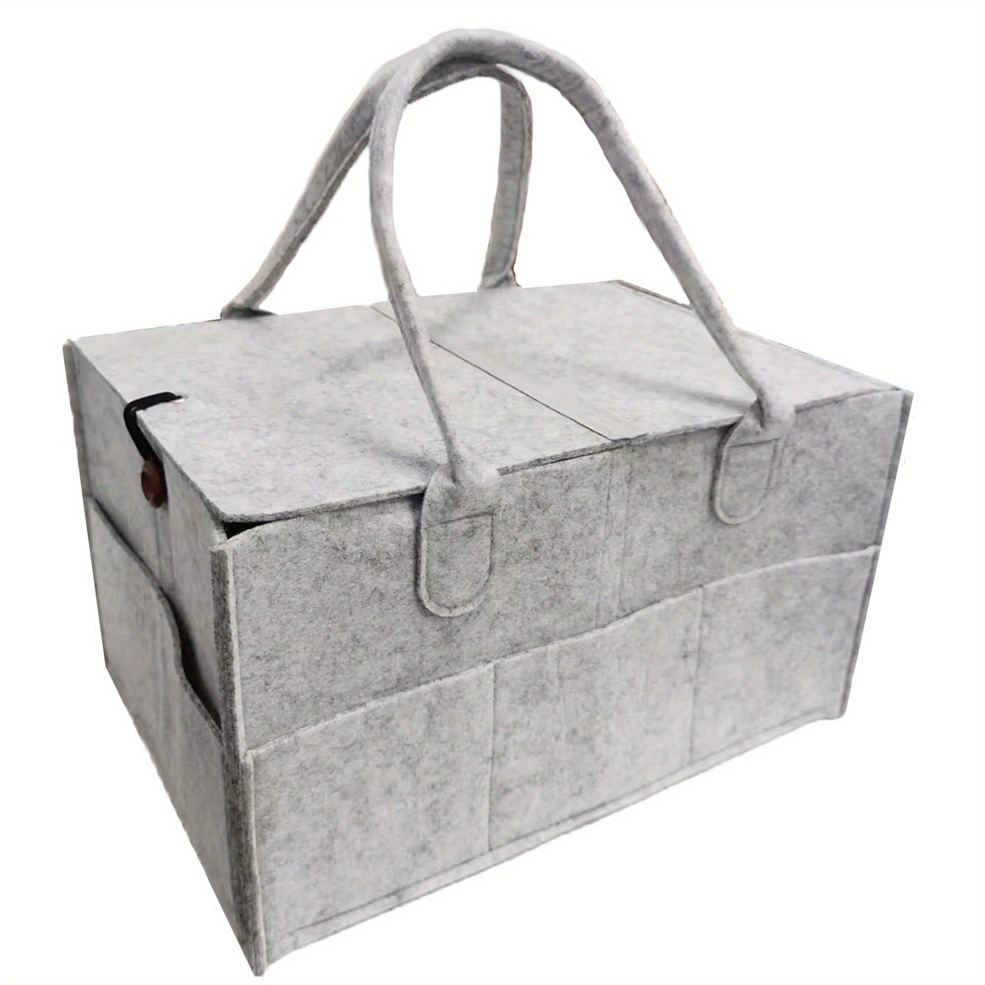 Set de organizador de pañales con tapa, bolso de pañales de fieltro, cesta de bebé, tote para cuna, para cochecito, gris