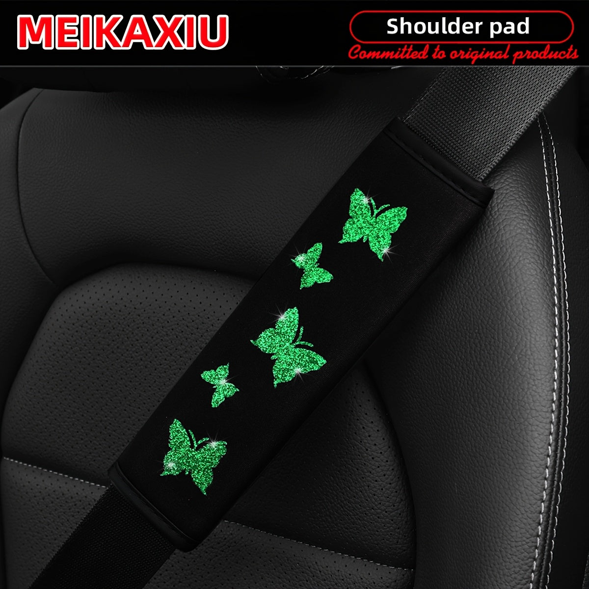 Pink Butterfly Car Seat Belt Cover Sponge Filled Shoulder Pad Safety Belt Protector