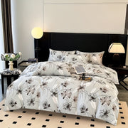 Koʻk rangli gull naqshli yostiq va yostiqchalar bilan toʻplam, 3 ta qopqoq va yostiqchalar, yumshoq polyester